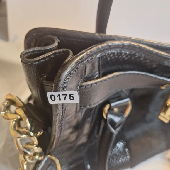 Michael Kors  Mixed Media Haircalf Black Leather Shoulder Bag with Gold Details - Picture 14 of 14